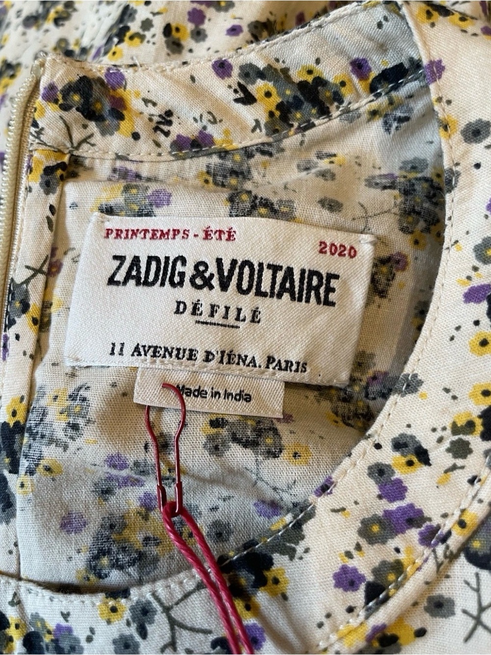 NWT Zadig & Voltaire Floral Puff Sleeve Mini Dress Cottagecore French Girl Small - Picture 6 of 9